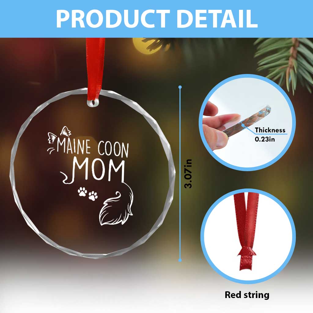 Maine Coon Mom Crystal Glass Ornament Large Breed Cat Lover Silhouette Gift TS12 Print Your Wear