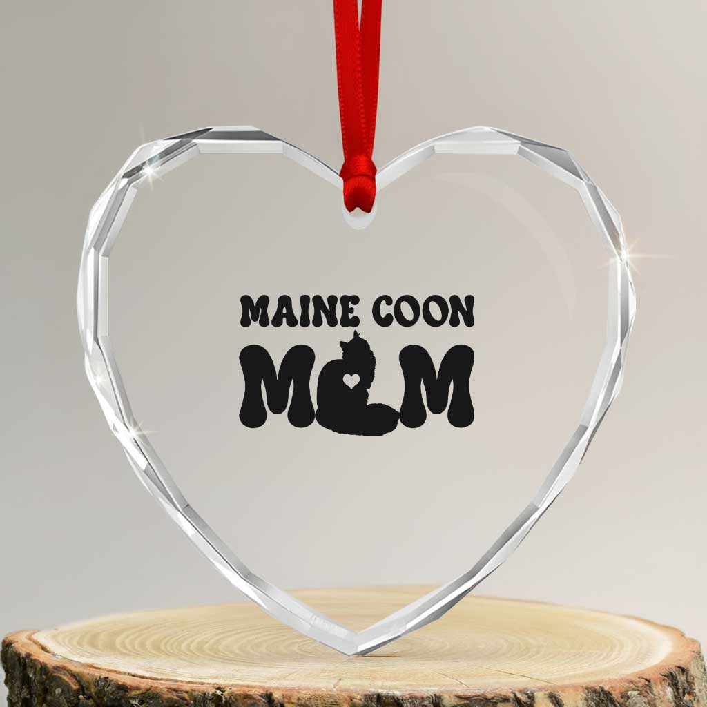 Maine Coon Mom Heart Crystal Glass Ornament Cat Lover Gift For Her TS12 Transparent Glass 3'' Heart Print Your Wear