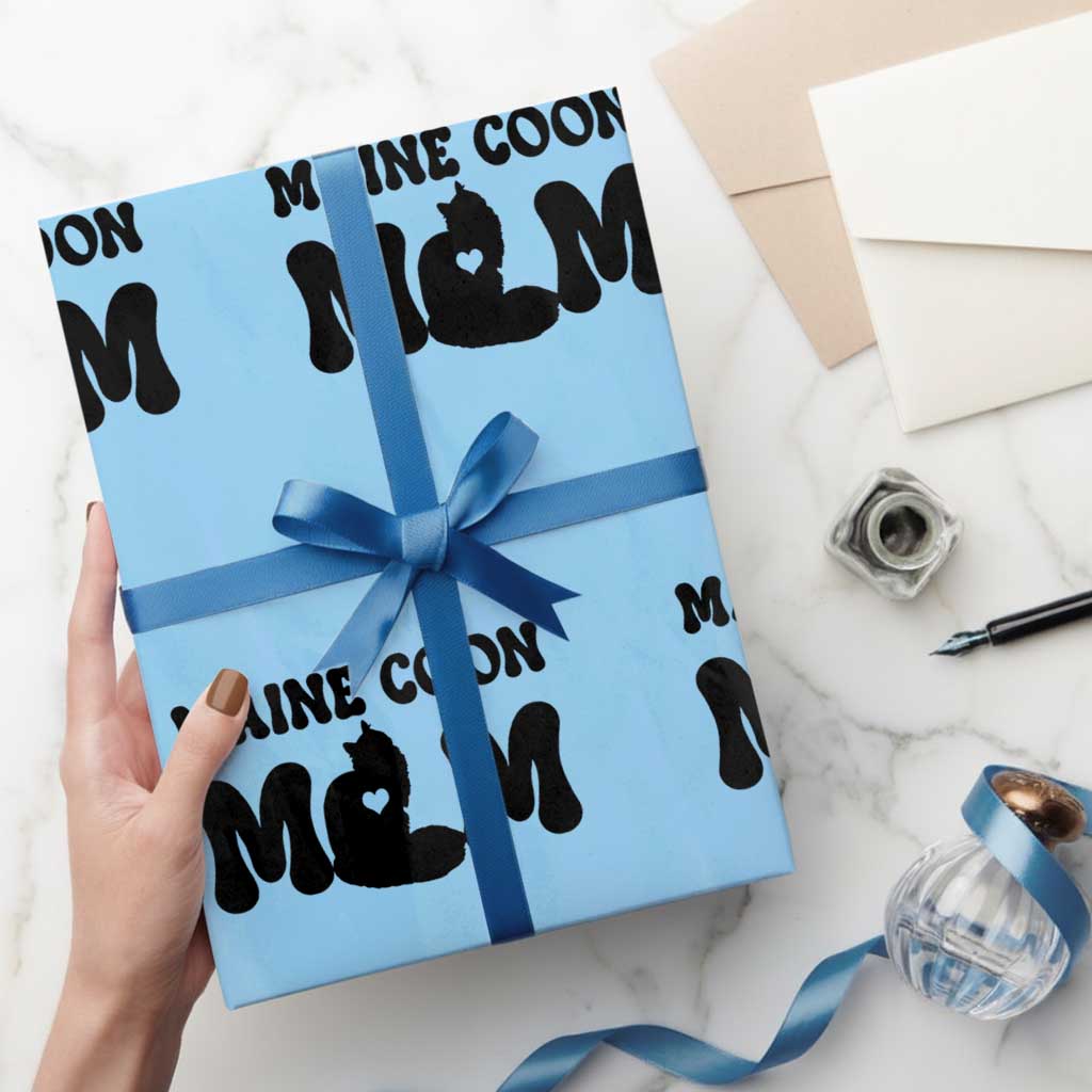 Maine Coon Mom Wrapping Paper Roll Cat Lover Gift For Her TS12 Light Blue Print Your Wear