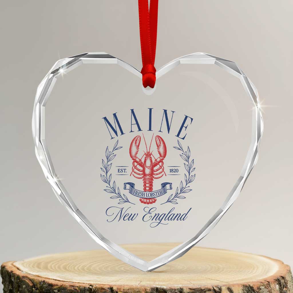 Maine Lobster New England Souvenir Pride Vintage Heart Crystal Glass Ornament TS11 Transparent Glass 3'' Heart Print Your Wear