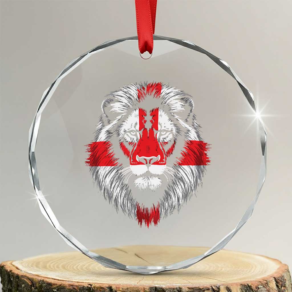 Majestic England Lion Face Graphic Crystal Glass Ornament Patriotic St. Georges Cross British Pride Heritage TS02 Transparent Glass 3'' Circle Print Your Wear