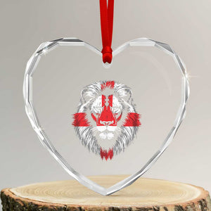Majestic England Lion Face Graphic Heart Crystal Glass Ornament Patriotic St. Georges Cross British Pride Heritage