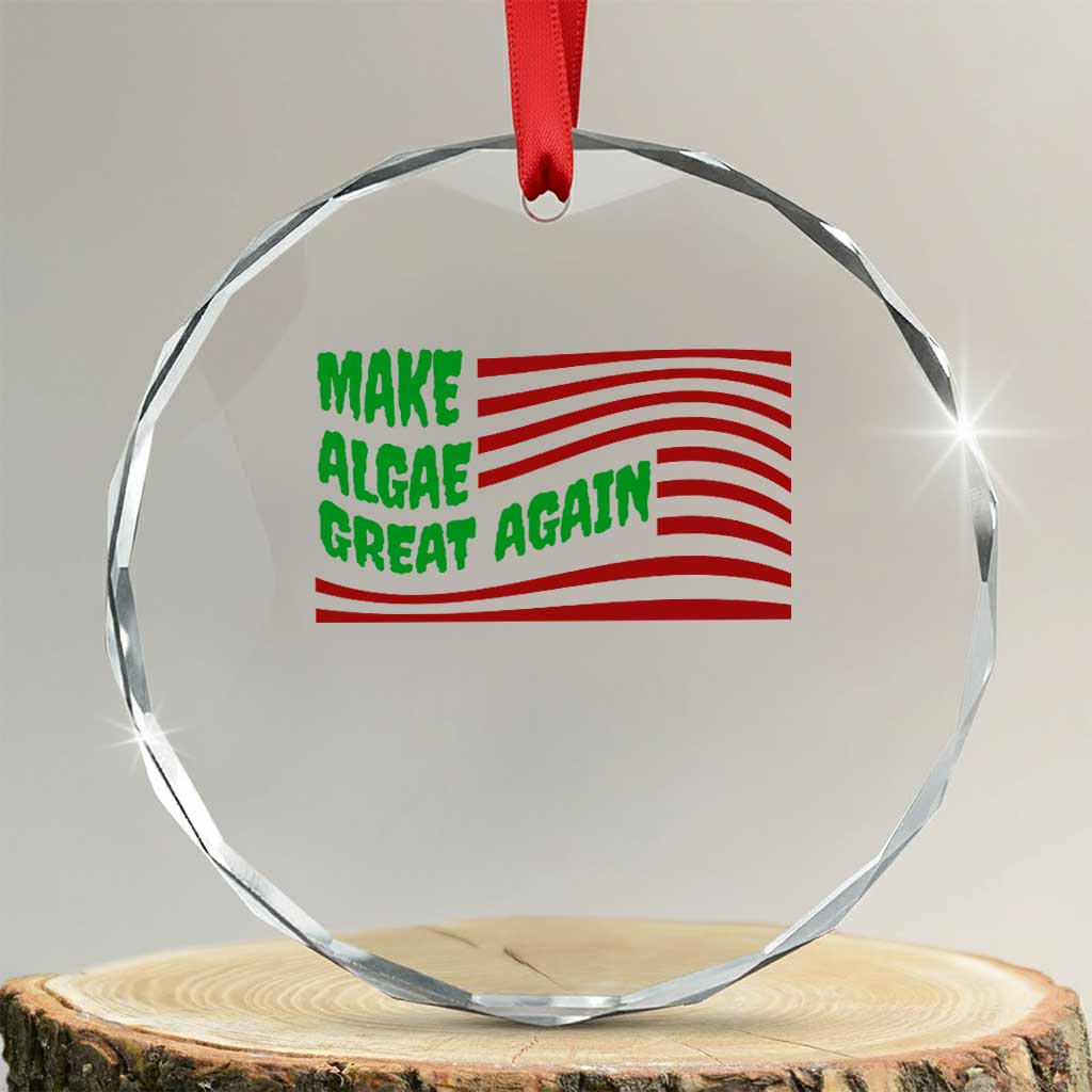 Make Algae Great Again Crystal Glass Ornament Funny Political Satire American Flag Meme TS14 Transparent Glass 3'' Circle Print Your Wear