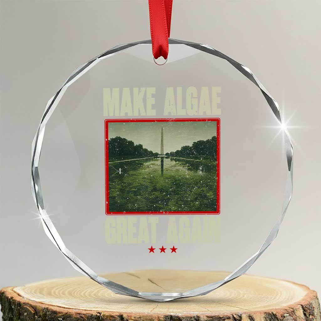 Make Algae Great Again Funny DC Slamp Slime Parody Crystal Glass Ornament Washington Monument Reflecting Pool Vintage Photo TS02 Transparent Glass 3'' Circle Print Your Wear