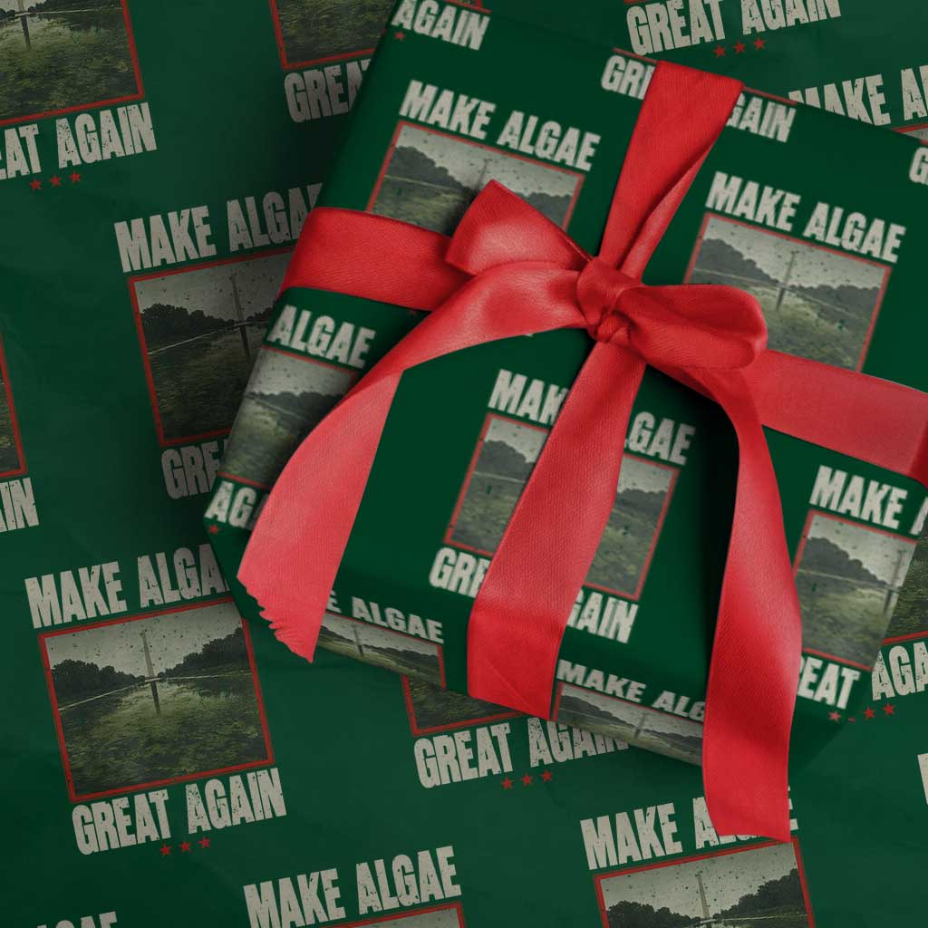 Make Algae Great Again Funny DC Slamp Slime Parody Wrapping Paper Roll Washington Monument Reflecting Pool Vintage Photo
