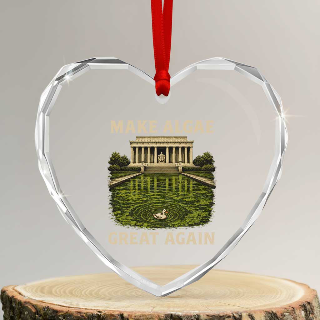 Make Algae Great Again Heart Crystal Glass Ornament Funny Lincoln Memorial Reflecting Pool