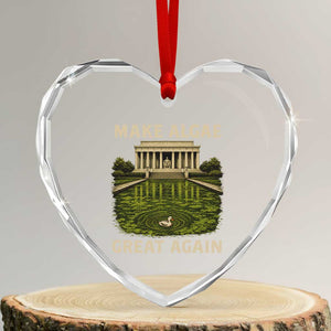 Make Algae Great Again Heart Crystal Glass Ornament Funny Lincoln Memorial Reflecting Pool