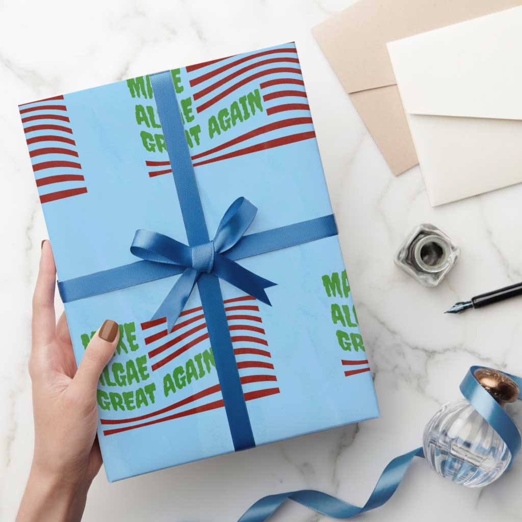 Make Algae Great Again Wrapping Paper Roll Funny Political Satire American Flag Meme TS14 Light Blue Print Your Wear