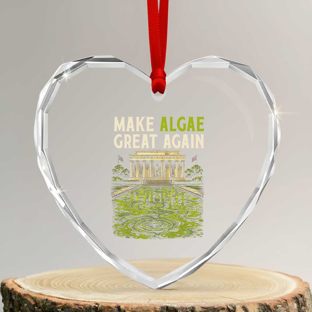 Make Algae Great Again Lincoln Memorial Reflecting Pool Graphic Heart Crystal Glass Ornament Funny Washington DC Viral Swamp Meme TS02 Transparent Glass 3'' Heart Print Your Wear