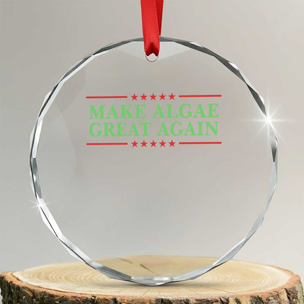 Make Algae Great Again Retro Crystal Glass Ornament Funny Lincoln Memorial Reflecting Pool Parody Meme TS02 Transparent Glass 3'' Circle Print Your Wear