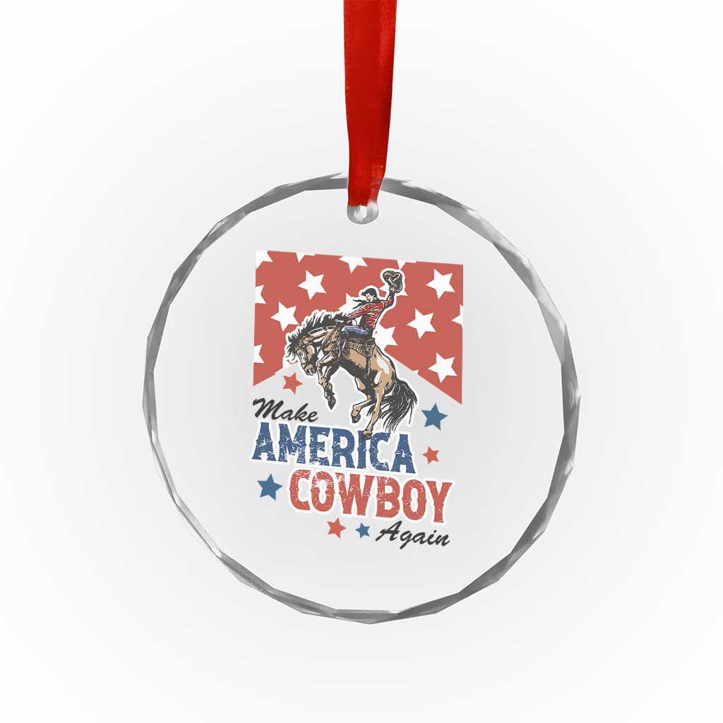 Make America Cowboy Again Patriotic Western Crystal Glass Ornament Bucking Bronco Star Spangled USA Flag Inspired Country TS02 Print Your Wear