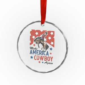 Make America Cowboy Again Patriotic Western Crystal Glass Ornament Bucking Bronco Star Spangled USA Flag Inspired Country TS02 Print Your Wear