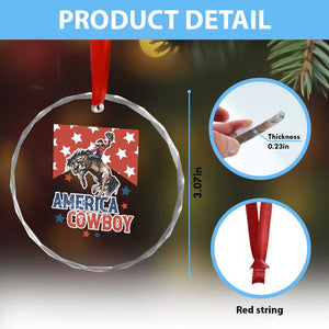 Make America Cowboy Again Patriotic Western Crystal Glass Ornament Bucking Bronco Star Spangled USA Flag Inspired Country TS02 Print Your Wear