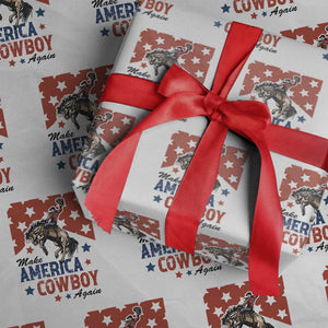 Make America Cowboy Again Patriotic Western Wrapping Paper Roll Bucking Bronco Star Spangled USA Flag Inspired Country TS02 White Print Your Wear