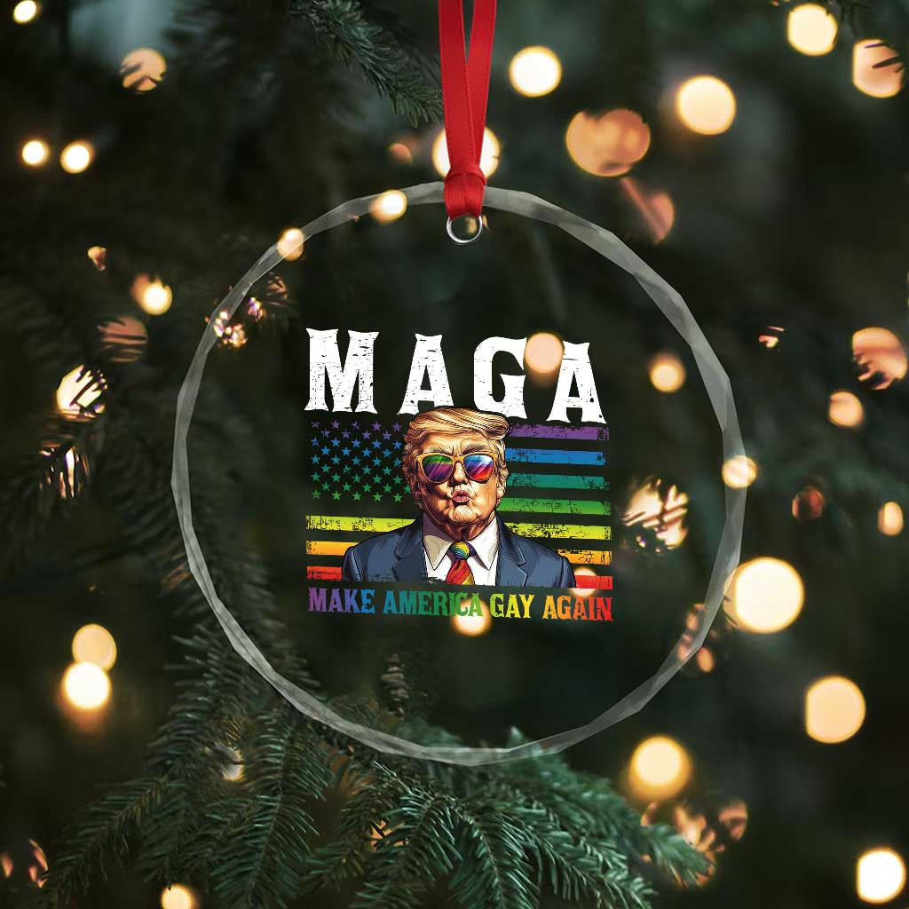 Make America Gay Again Crystal Glass Ornament LGBTQ Political Satire TS12 Print Your Wear