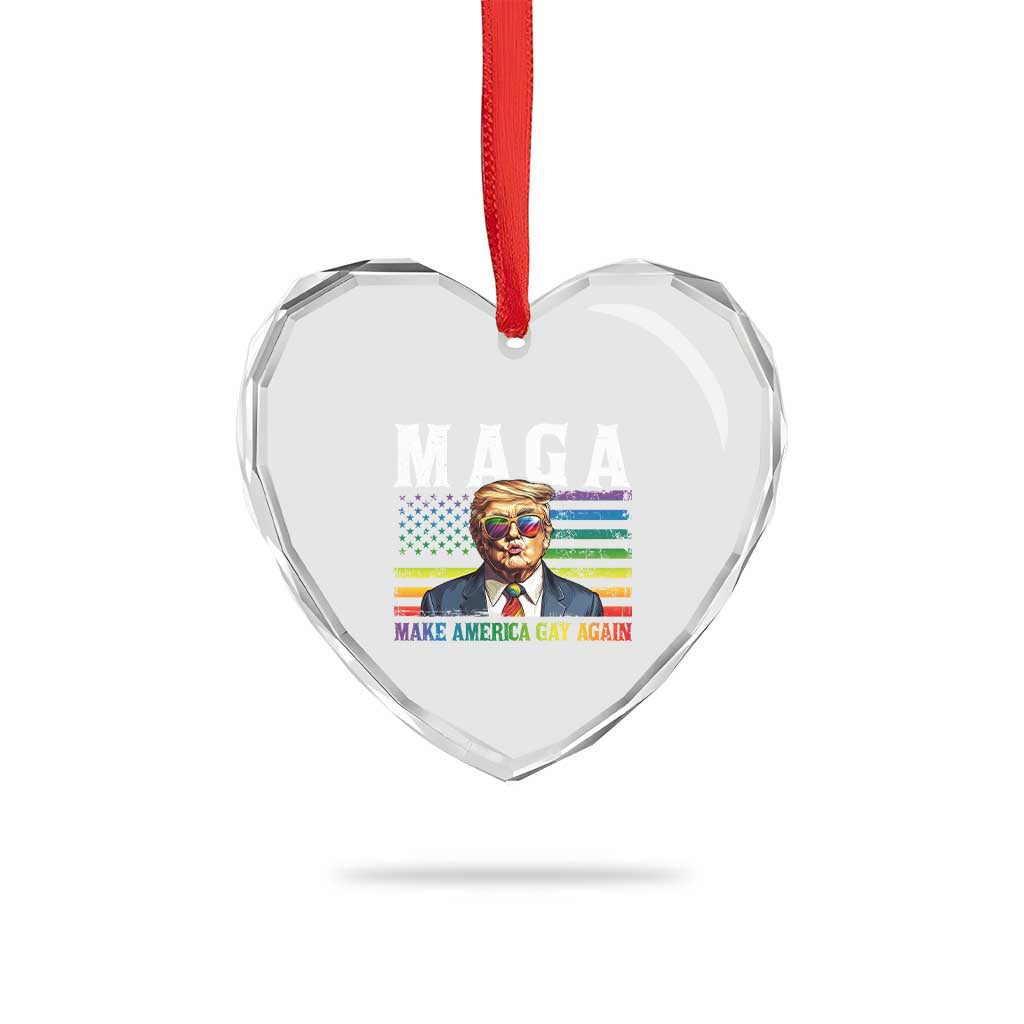 Make America Gay Again Heart Crystal Glass Ornament LGBTQ Political Satire