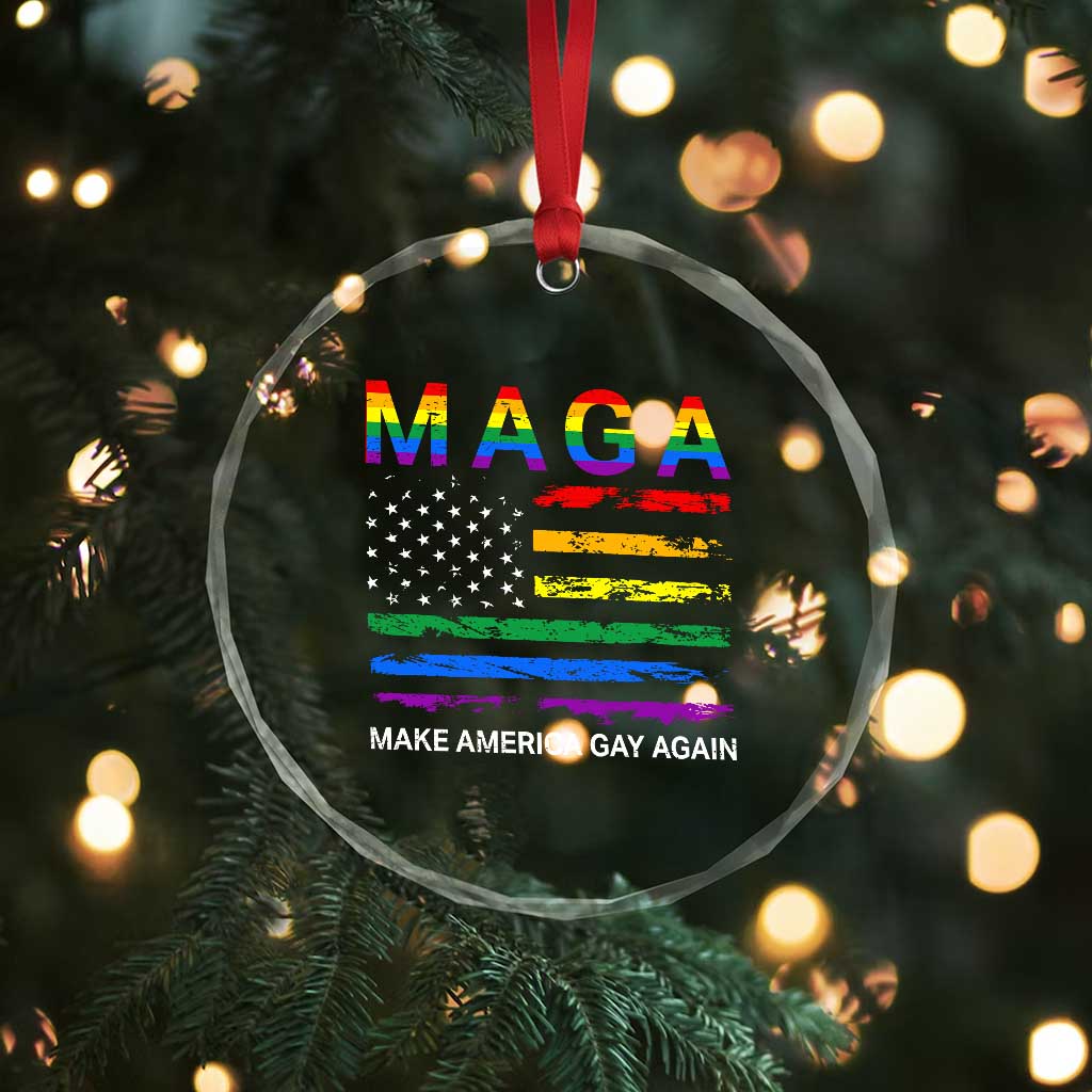 Make America Gay Again LGBTQ Pride Crystal Glass Ornament Funny Political Pride Graphic TS12 Print Your Wear