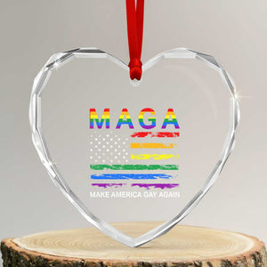 Make America Gay Again LGBTQ Pride Heart Crystal Glass Ornament Funny Political Pride Graphic TS12 Transparent Glass 3'' Heart Print Your Wear