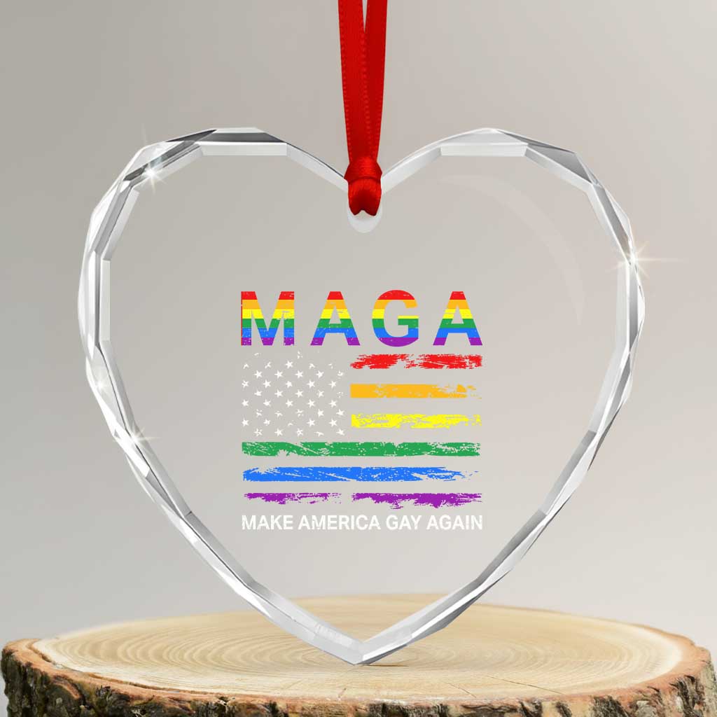 Make America Gay Again LGBTQ Pride Heart Crystal Glass Ornament Funny Political Pride Graphic TS12 Transparent Glass 3'' Heart Print Your Wear
