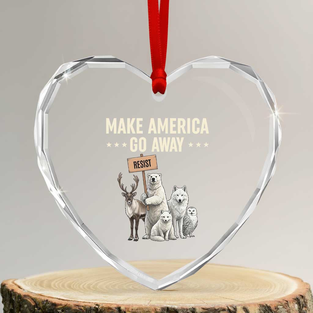 Make America Go Away Heart Crystal Glass Ornament Greenland Support Gift TS12 Transparent Glass 3'' Heart Print Your Wear
