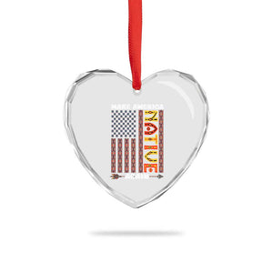 Make America Native Again Heart Crystal Glass Ornament Indigenous Pride Cultural Heritage USA Flag TS02 Print Your Wear