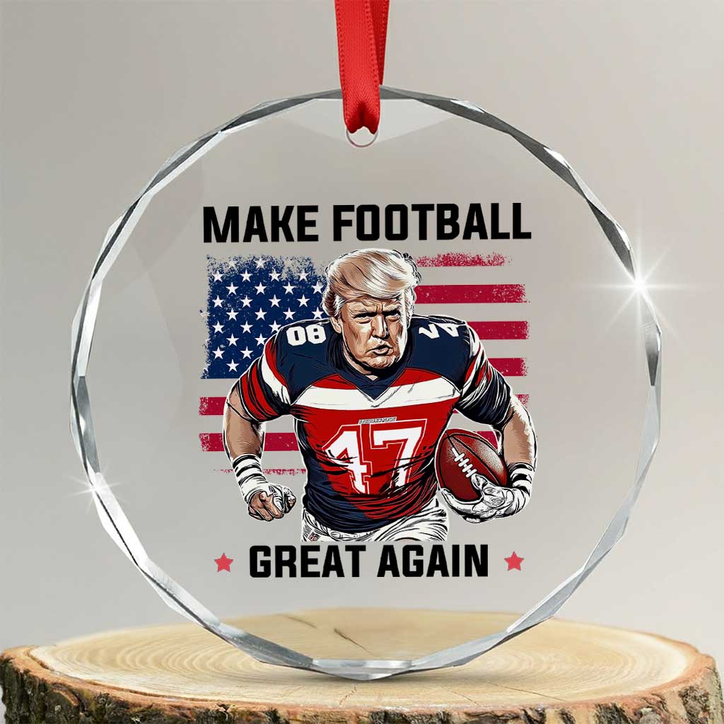 Make American Football Great Again Crystal Glass Ornament Funny Trump US Flag Vintage TS02 Transparent Glass 3'' Circle Print Your Wear
