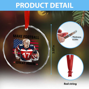 Make American Football Great Again Crystal Glass Ornament Funny Trump US Flag Vintage TS02 Print Your Wear