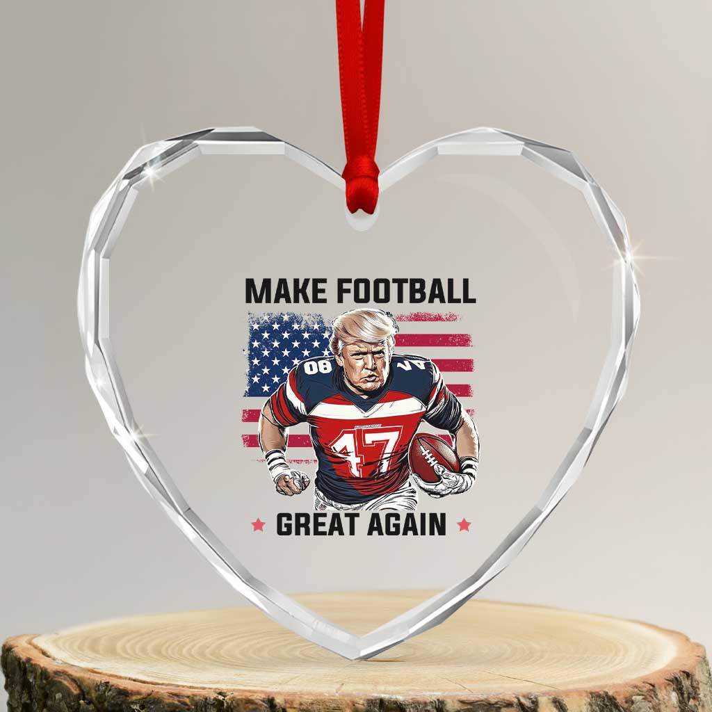 Make American Football Great Again Heart Crystal Glass Ornament Funny Trump US Flag Vintage TS02 Transparent Glass 3'' Heart Print Your Wear