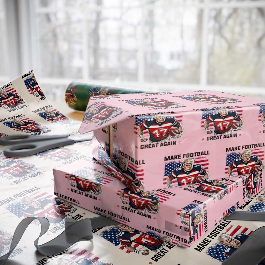 Make American Football Great Again Wrapping Paper Roll Funny Trump US Flag Vintage TS02 Light Pink Print Your Wear