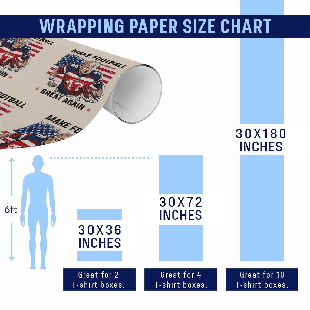 Make American Football Great Again Wrapping Paper Roll Funny Trump US Flag Vintage TS02 Print Your Wear
