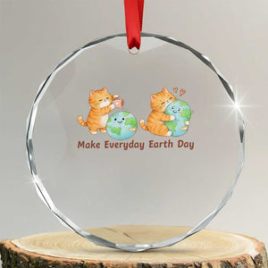 Make Everyday Earth Day Crystal Glass Ornament Cute Cat Healing Planet Earth TS12 Transparent Glass 3'' Circle Print Your Wear