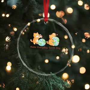 Make Everyday Earth Day Crystal Glass Ornament Cute Cat Healing Planet Earth TS12 Print Your Wear
