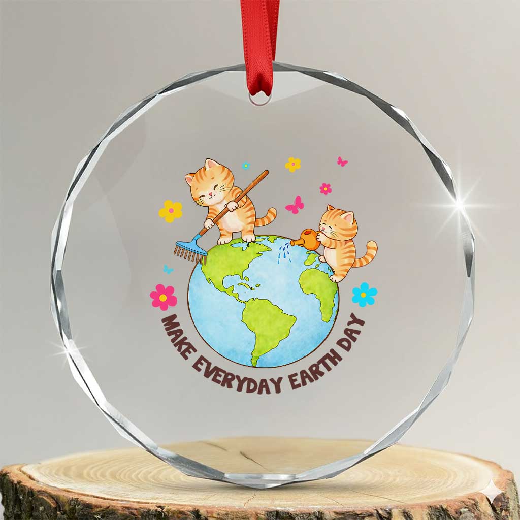 Make Everyday Earth Day Crystal Glass Ornament Funny Cat Lover Gift TS12 Transparent Glass 3'' Circle Print Your Wear