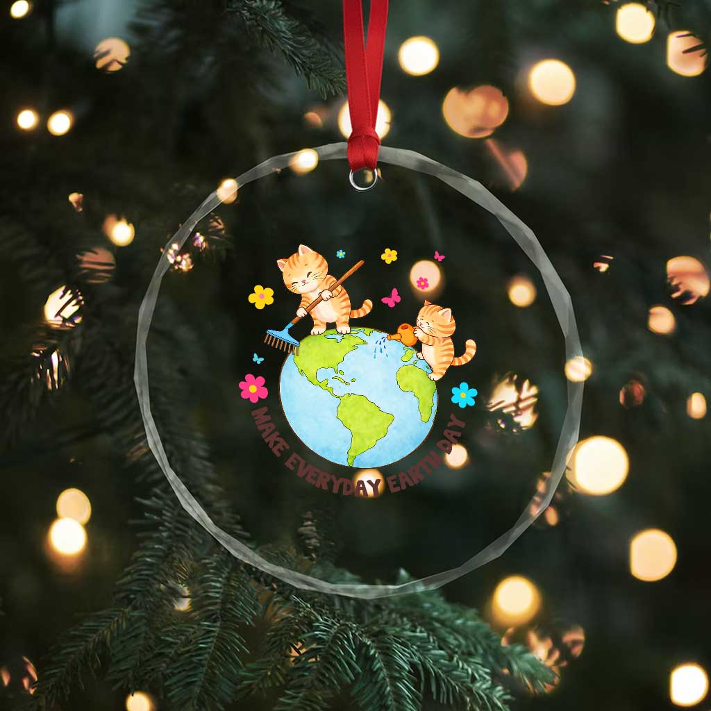 Make Everyday Earth Day Crystal Glass Ornament Funny Cat Lover Gift TS12 Print Your Wear