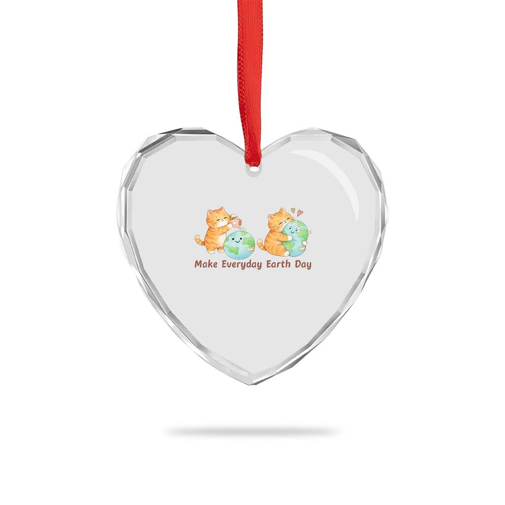 Make Everyday Earth Day Heart Crystal Glass Ornament Cute Cat Healing Planet Earth TS12 Print Your Wear