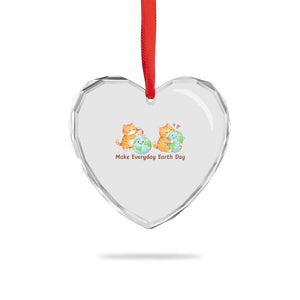 Make Everyday Earth Day Heart Crystal Glass Ornament Cute Cat Healing Planet Earth TS12 Print Your Wear