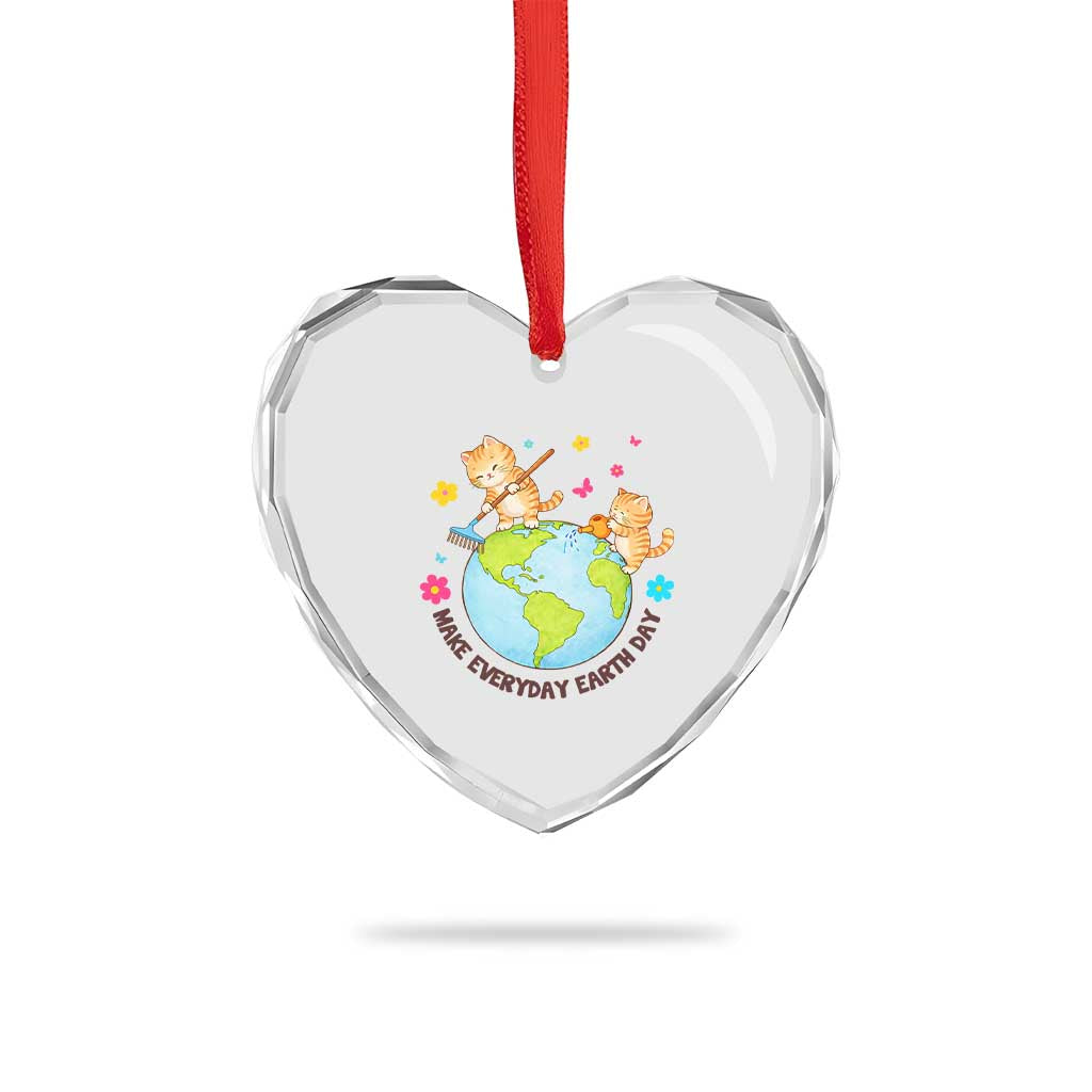Make Everyday Earth Day Heart Crystal Glass Ornament Funny Cat Lover Gift TS12 Print Your Wear