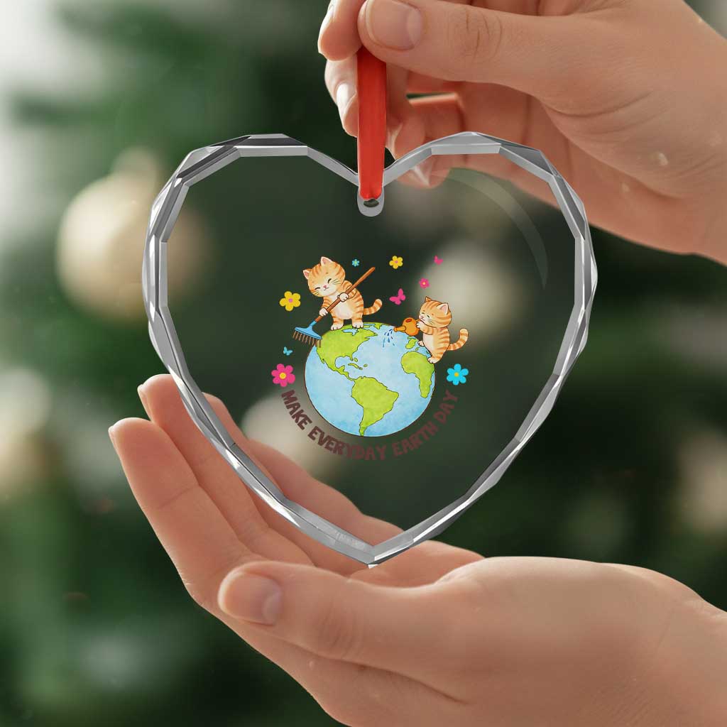 Make Everyday Earth Day Heart Crystal Glass Ornament Funny Cat Lover Gift TS12 Print Your Wear