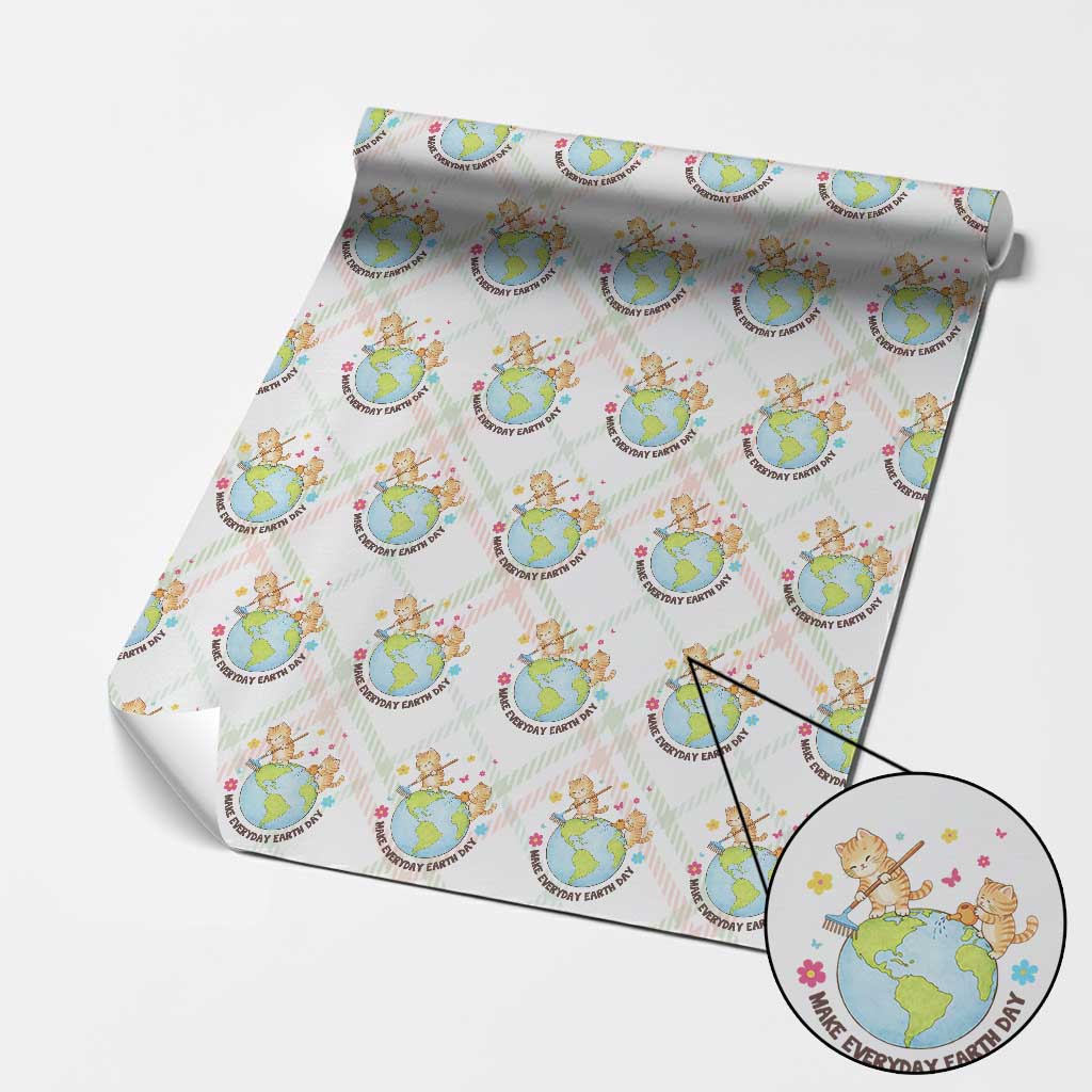 Make Everyday Earth Day Wrapping Paper Roll Funny Cat Lover Gift TS12 Christmas Plaid Print Your Wear