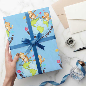 Make Everyday Earth Day Wrapping Paper Roll Funny Cat Lover Gift TS12 Light Blue Print Your Wear