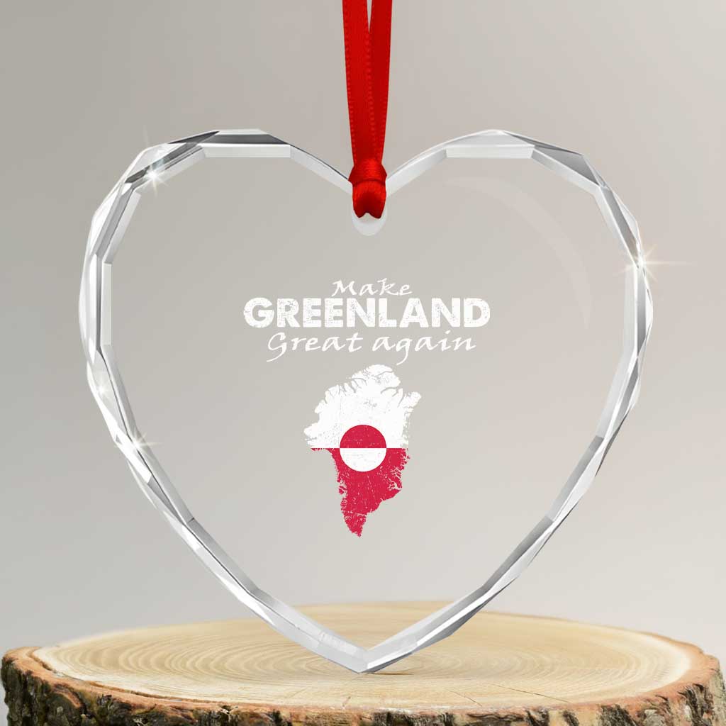 Make Greenland Great Again Heart Crystal Glass Ornament Act USA 51st State Greenland TS11 Transparent Glass 3'' Heart Print Your Wear