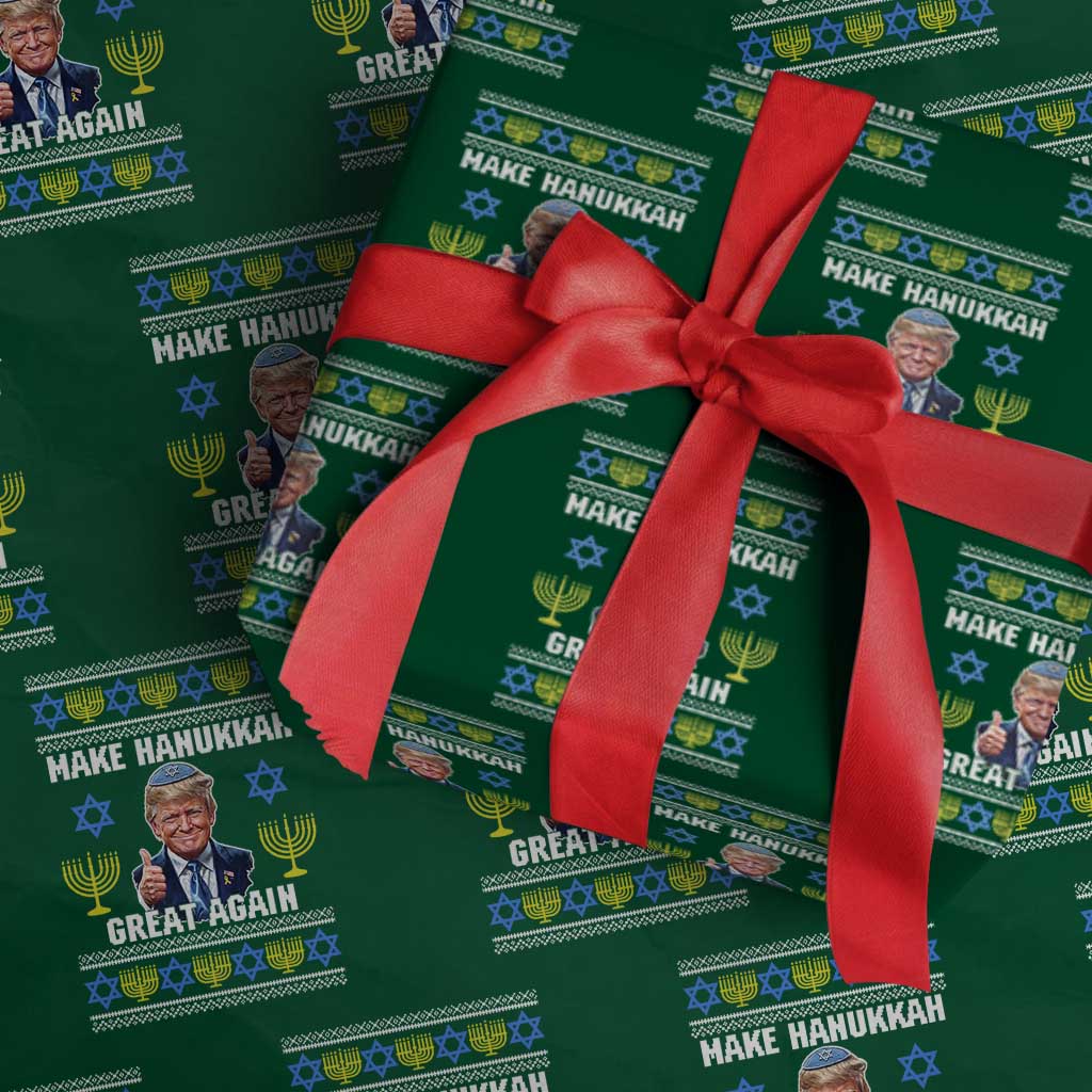 Make Hanukkah Great Again Wrapping Paper Roll Funny Ugly Jewish Holiday Gift TS12 Green Print Your Wear