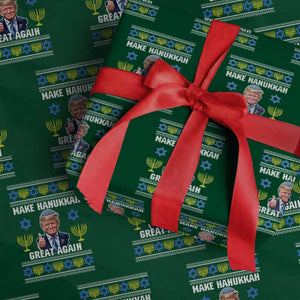 Make Hanukkah Great Again Wrapping Paper Roll Funny Ugly Jewish Holiday Gift TS12 Green Print Your Wear