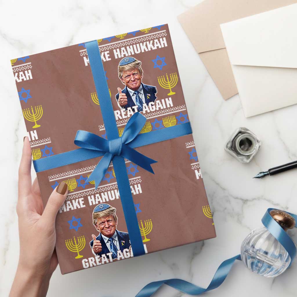 Make Hanukkah Great Again Wrapping Paper Roll Funny Ugly Jewish Holiday Gift TS12 Mocha Print Your Wear