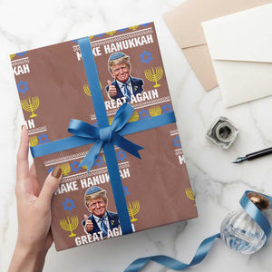 Make Hanukkah Great Again Wrapping Paper Roll Funny Ugly Jewish Holiday Gift TS12 Mocha Print Your Wear
