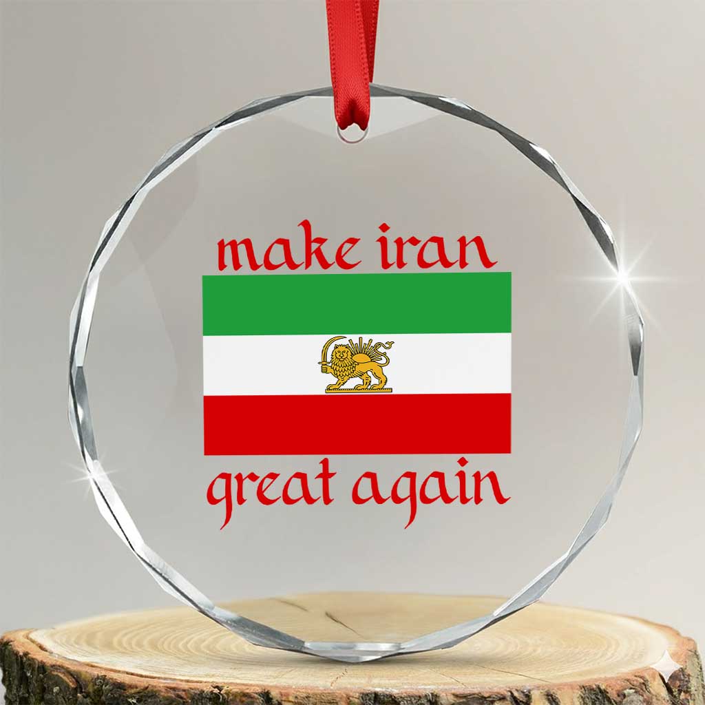Make Iran Great Again Crystal Glass Ornament Vintage Lion and Sun Flag Patriotic Iranian Pride TS02 Transparent Glass 3'' Circle Print Your Wear