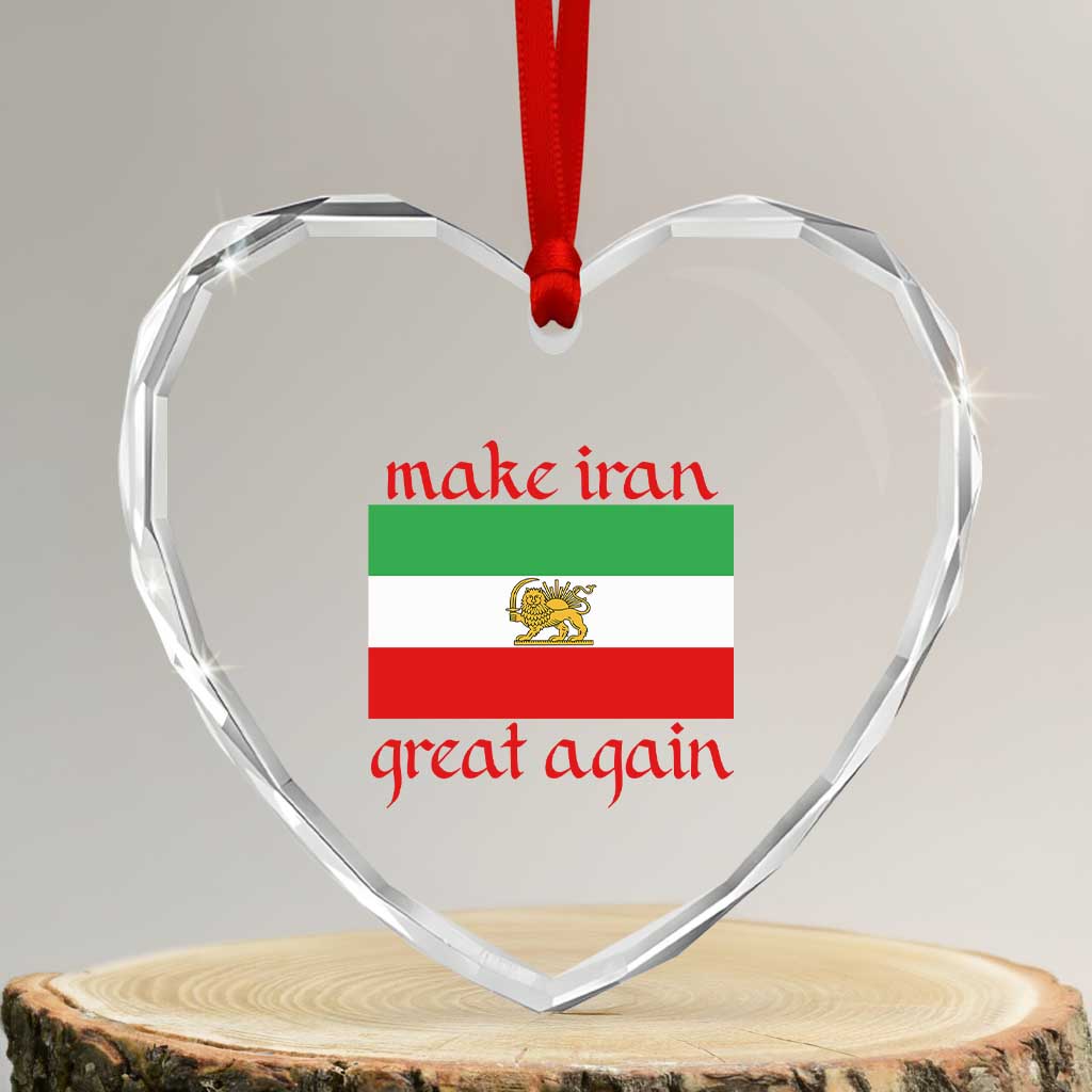 Make Iran Great Again Heart Crystal Glass Ornament Vintage Lion and Sun Flag Patriotic Iranian Pride TS02 Transparent Glass 3'' Heart Print Your Wear