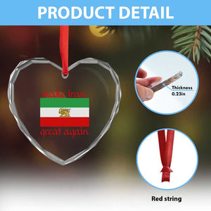 Make Iran Great Again Heart Crystal Glass Ornament Vintage Lion and Sun Flag Patriotic Iranian Pride TS02 Print Your Wear