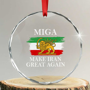 Make Iran Great Again Patriotic MIGA Crystal Glass Ornament Lion and Sun Flag Iranian Revolution TS02 Transparent Glass 3'' Circle Print Your Wear