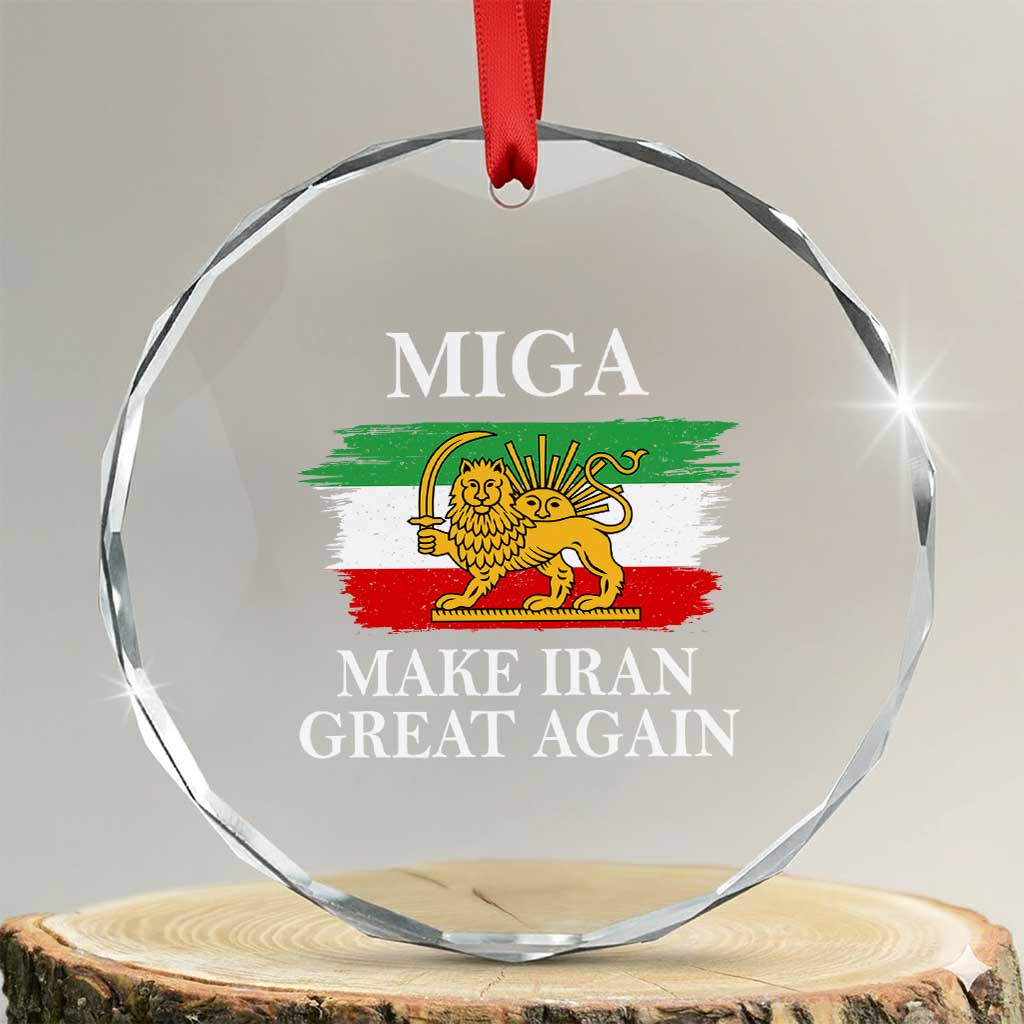 Make Iran Great Again Patriotic MIGA Crystal Glass Ornament Lion and Sun Flag Iranian Revolution TS02 Transparent Glass 3'' Circle Print Your Wear